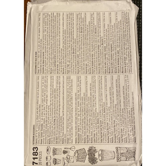 Simplicity 7183 Bathroom Accessories Shower Curtain Sink Skirt Lid - Boho Colors - Picture 3 of 3